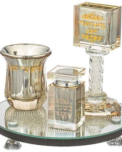 סט הבדלה זהב מהודר מקריסטל 20 ס"מ